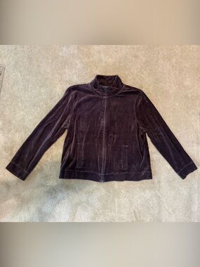 Kim Rogers Petite XL Plush Full-Zip Velour Jacket in Deep Brown